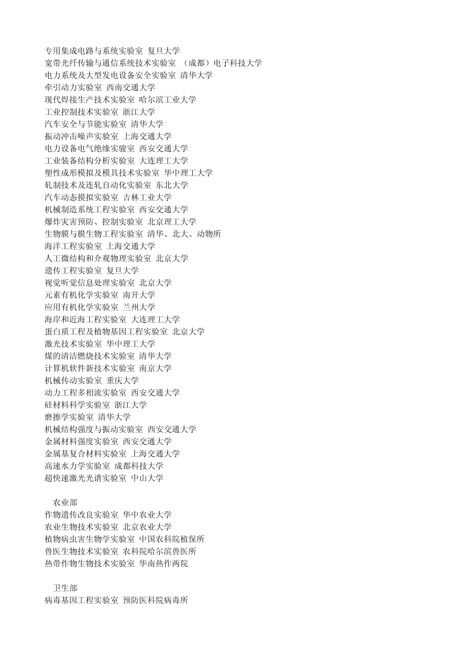 各专业国家级重点实验室校分布_第3页