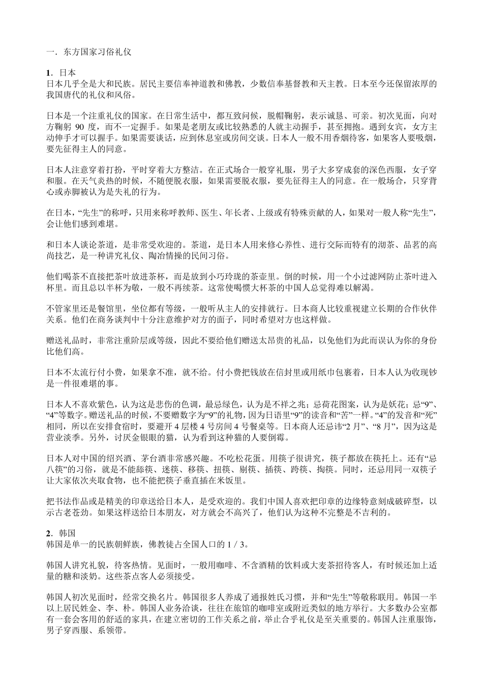 各个国家的习俗礼仪及禁忌_第1页