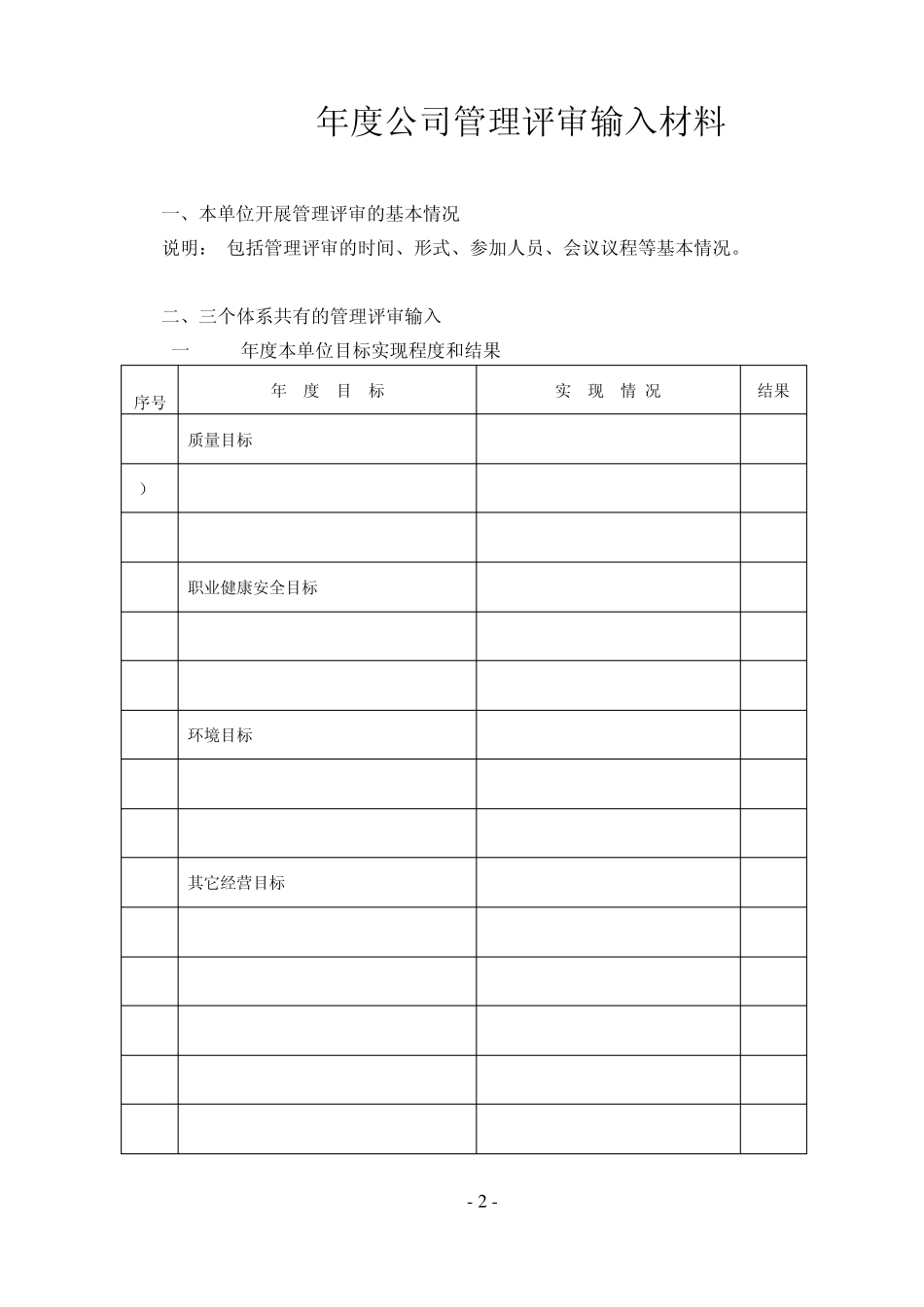 各单位对公司管理评审输入报送资料统一格式施工单位_第3页
