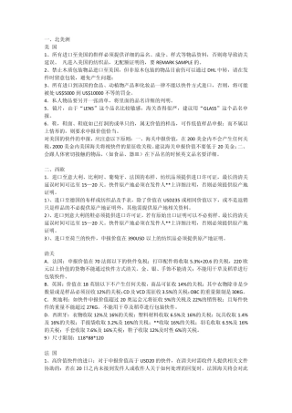 各国海关申报