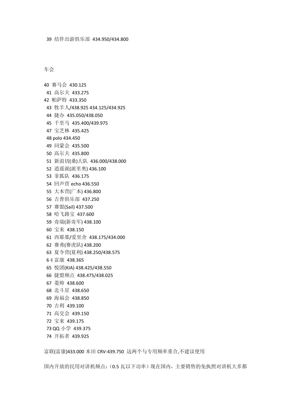 各地车友会对讲频率_第3页