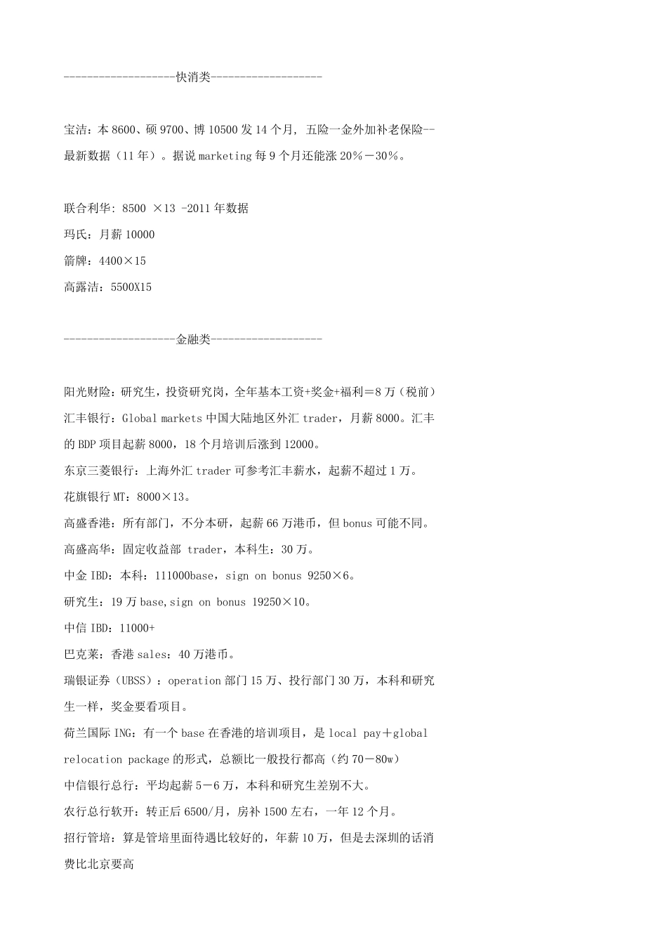 各大外企薪水排行_第1页