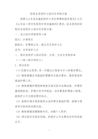 各层级护士培训及考核方案