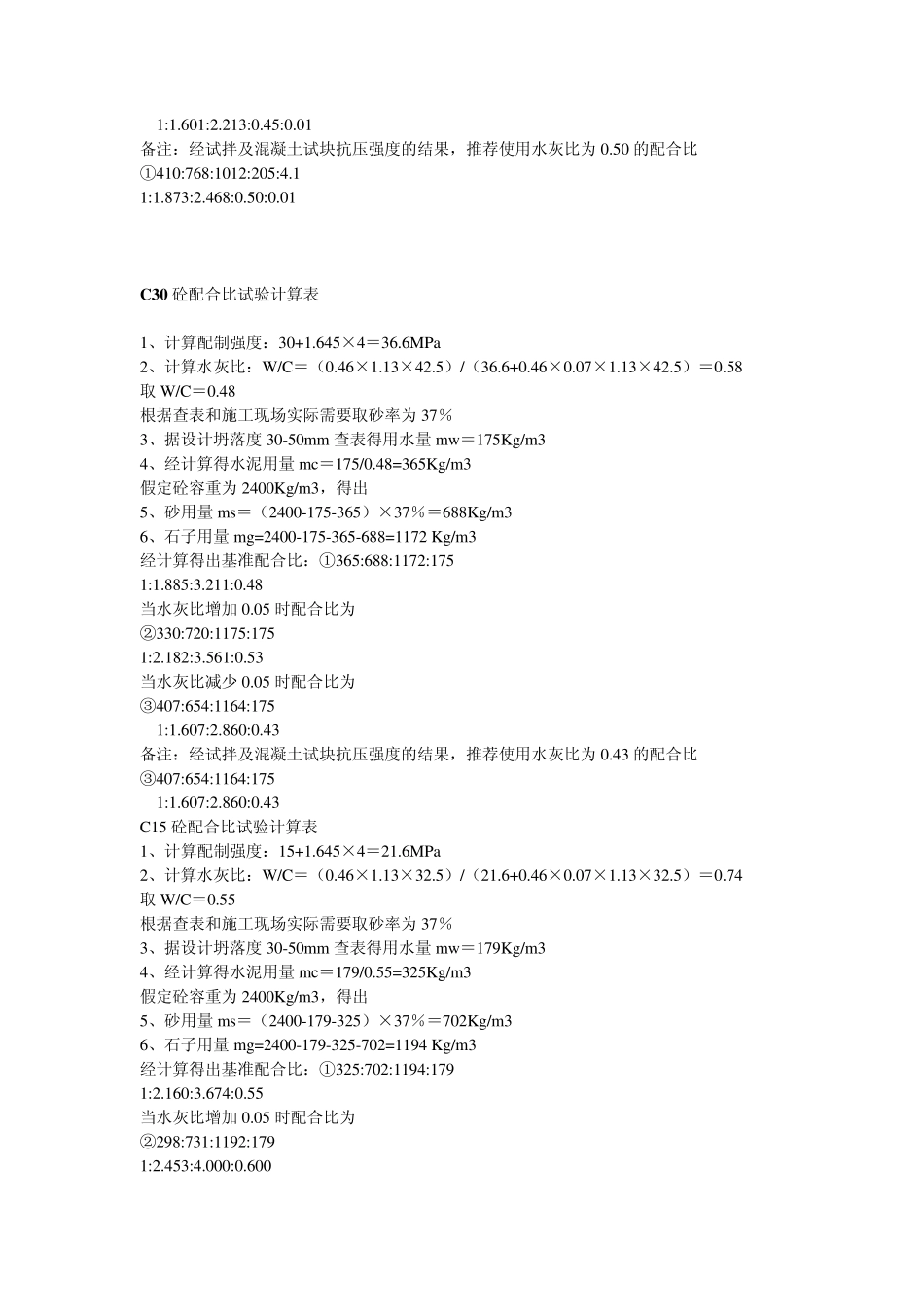 各强度等级混凝土砂浆配合比适配范例大全_第2页