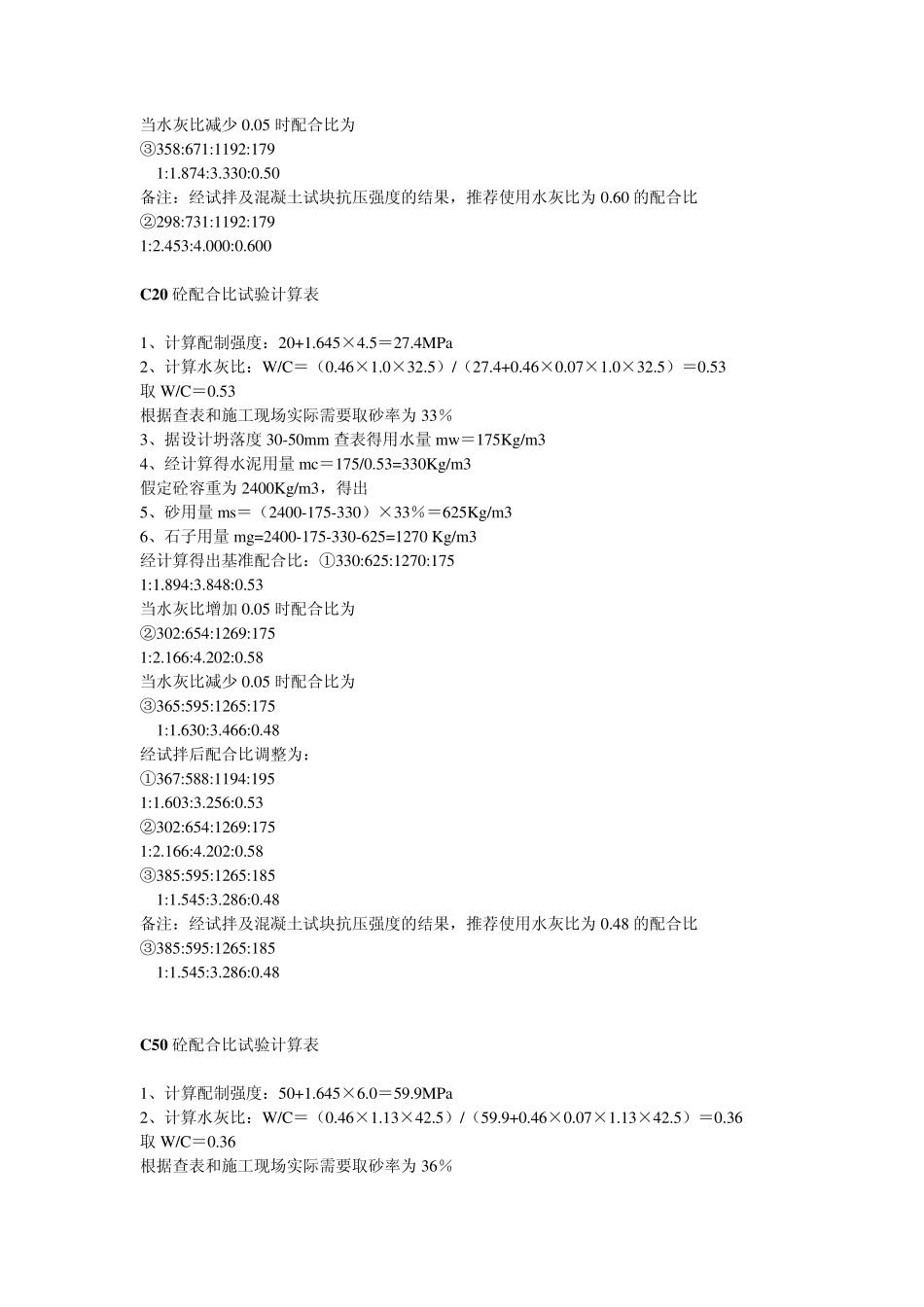 各强度等级混凝土砂浆配合比适配范例大全_第3页