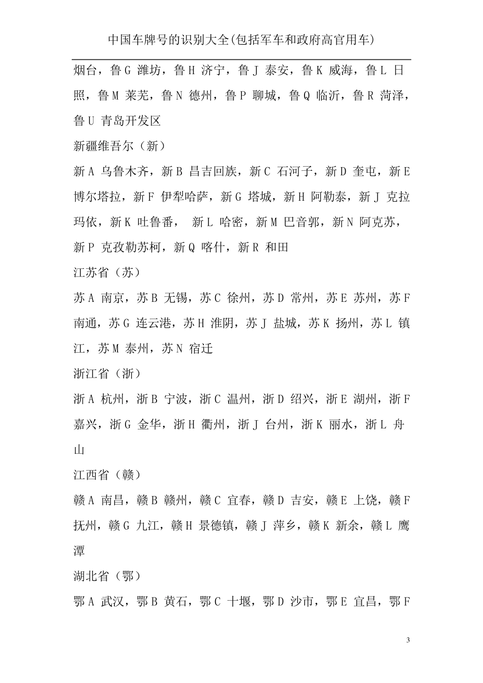 各省市车牌号一览表(经典推荐)_第3页