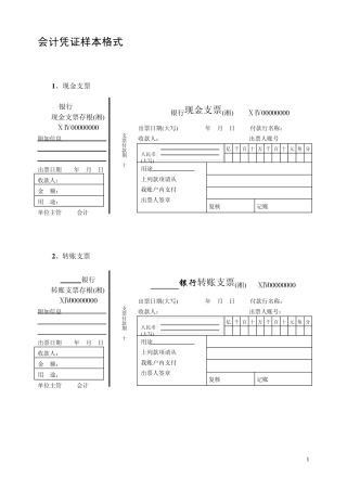 各种会计凭证格式汇总