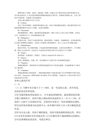 各种元素的作用