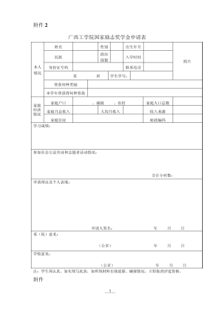 各种奖助学金申请表格