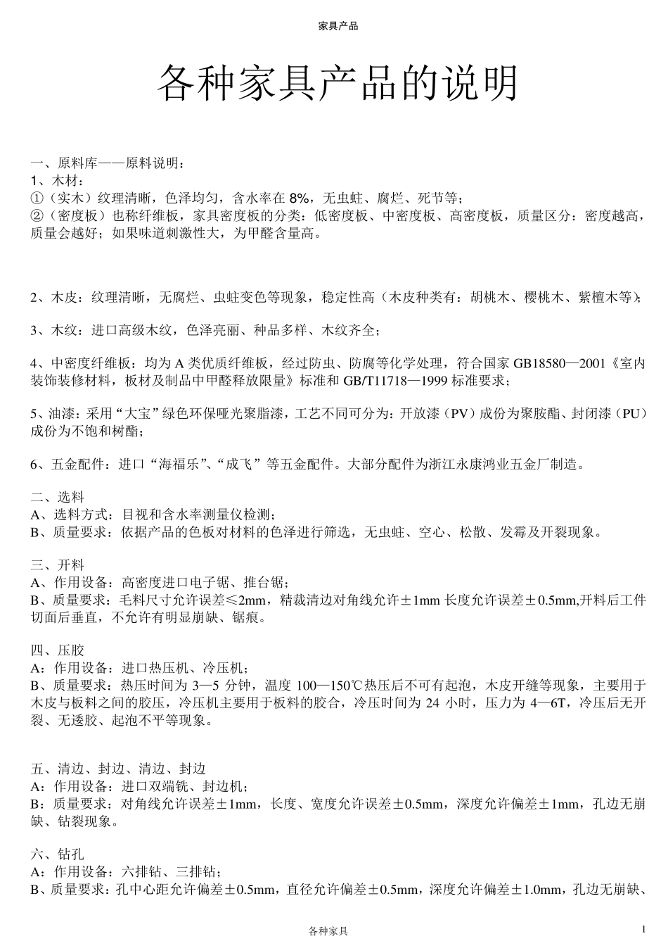 各种家具产品的说明_第1页