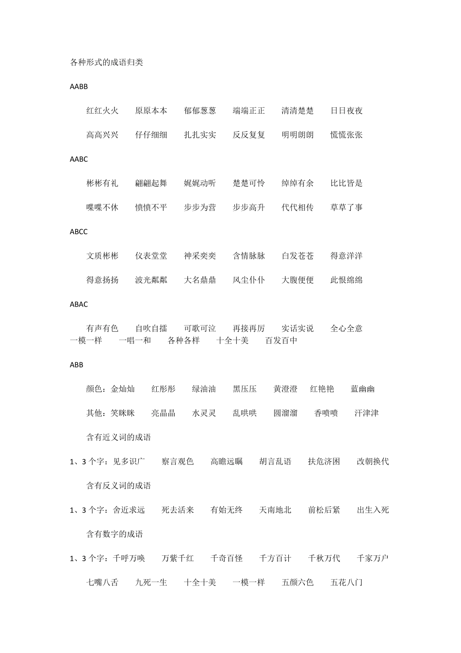 各种形式的成语归类_第1页