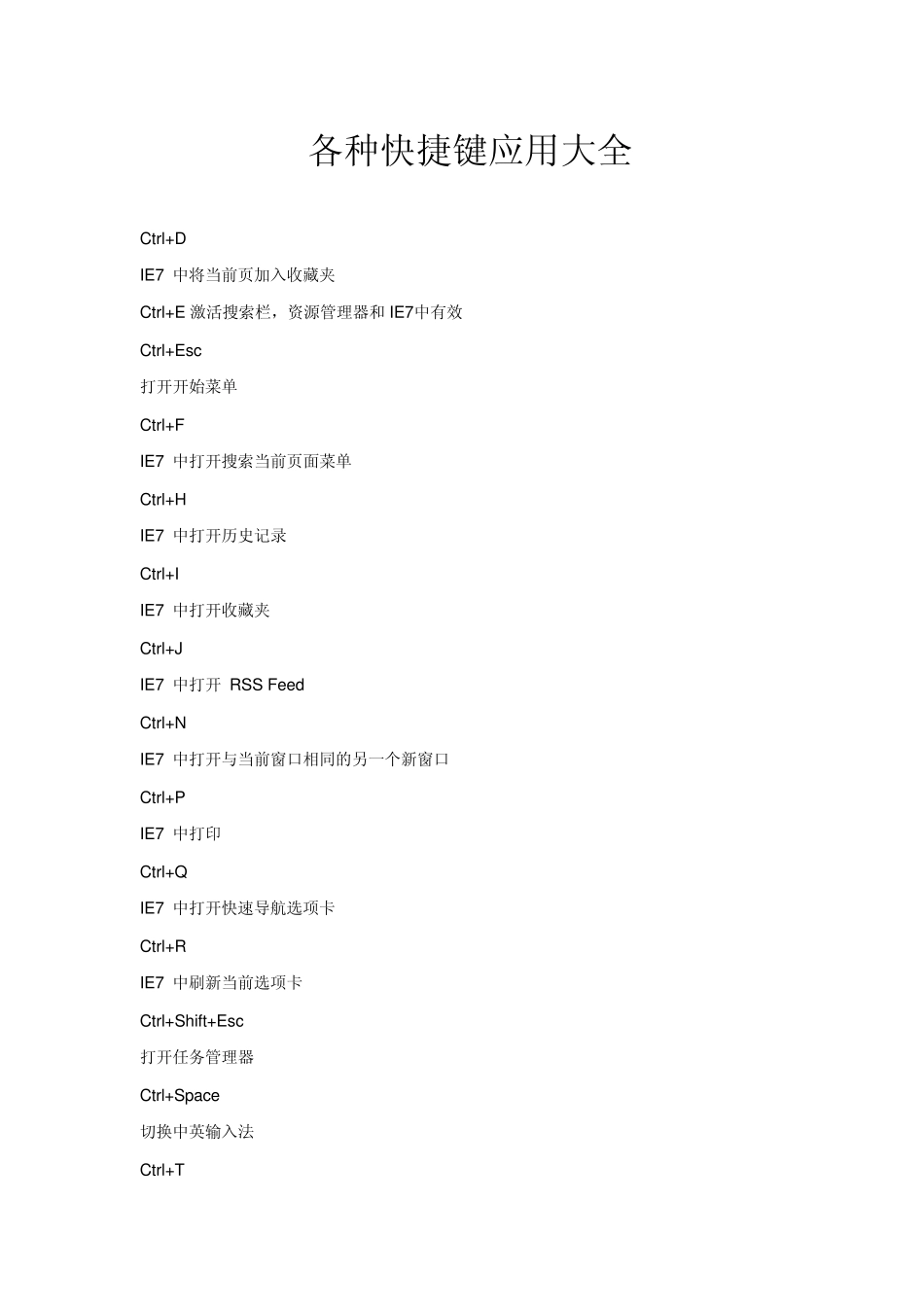 各种快捷键应用大全_第1页