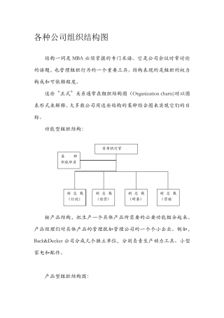 各种性质公司组织结构图