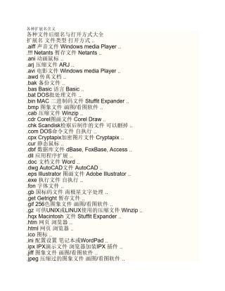 各种扩展名含义