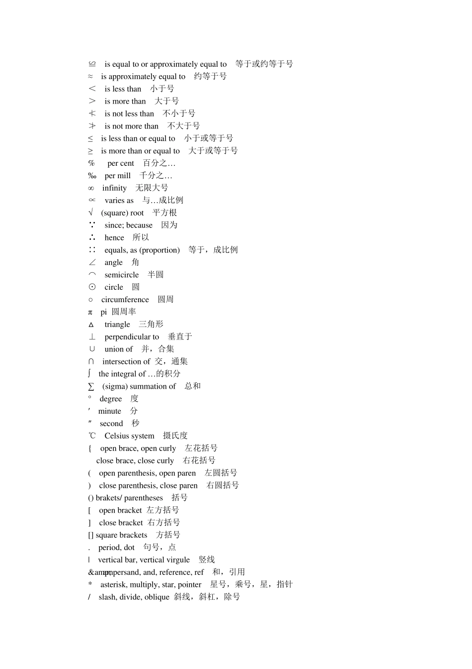各种数学符号的英文读法_第2页