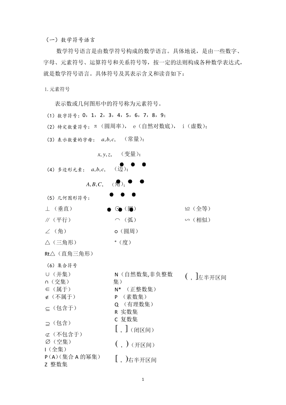 各种数学符号读法_第1页