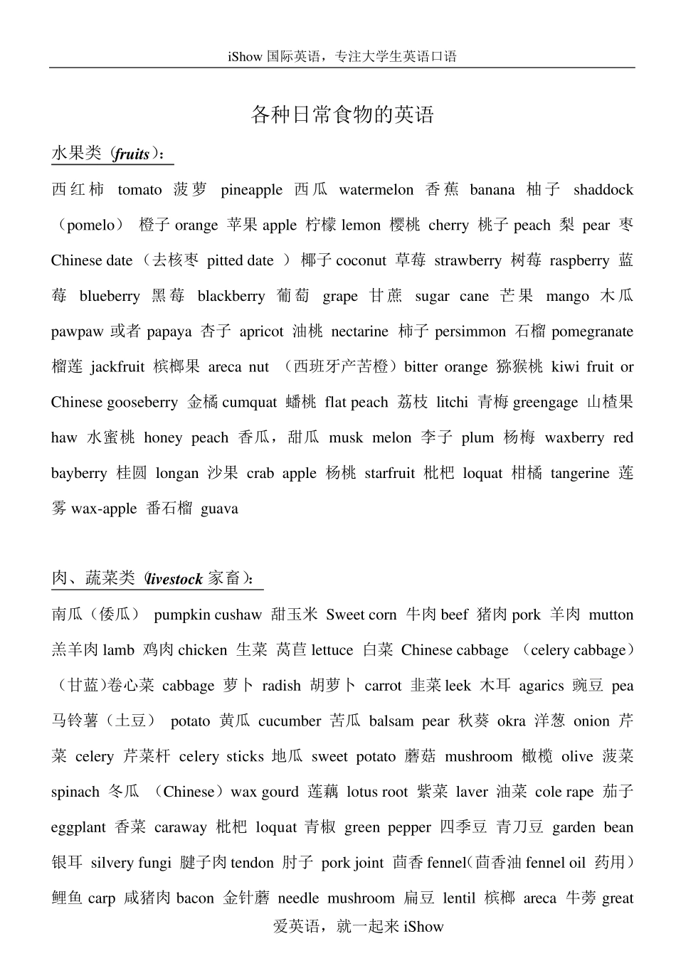 各种日常食物的英语_第1页