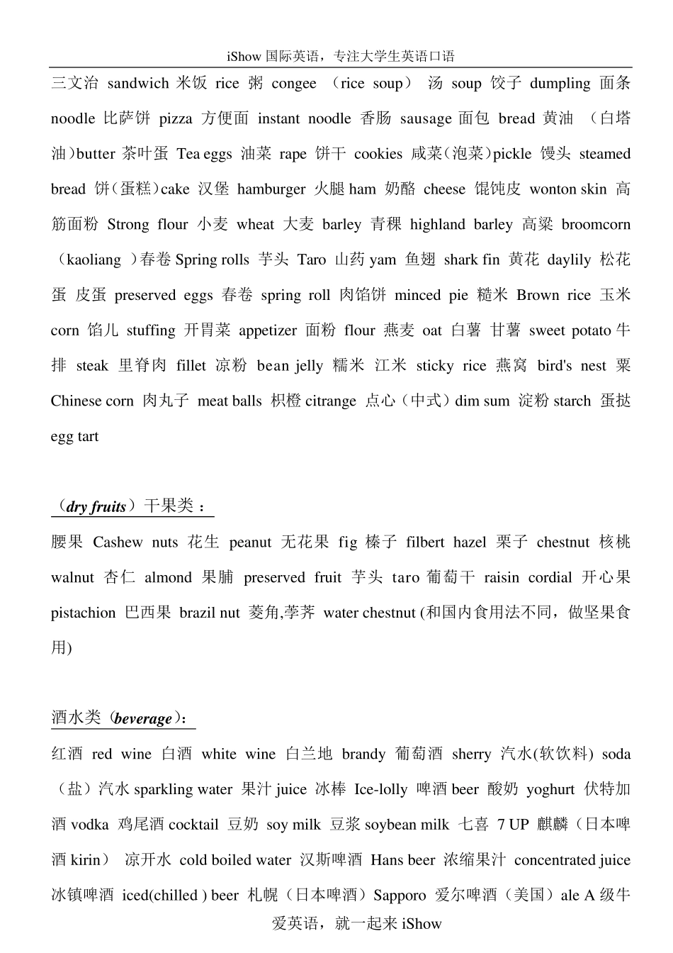 各种日常食物的英语_第3页