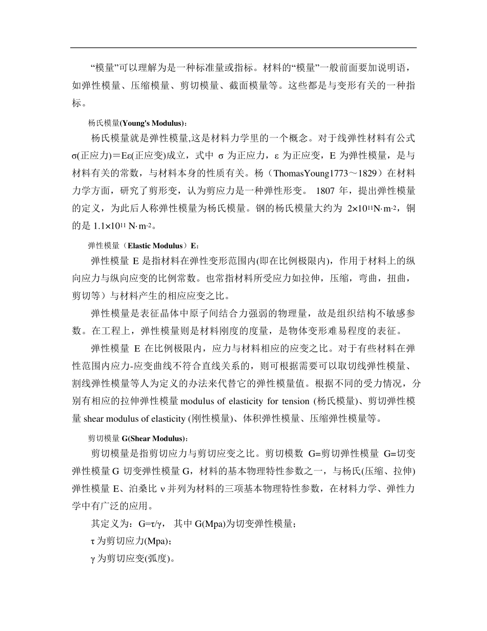 各种模量的关系及定义_第1页