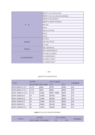 各种母线长度及重量