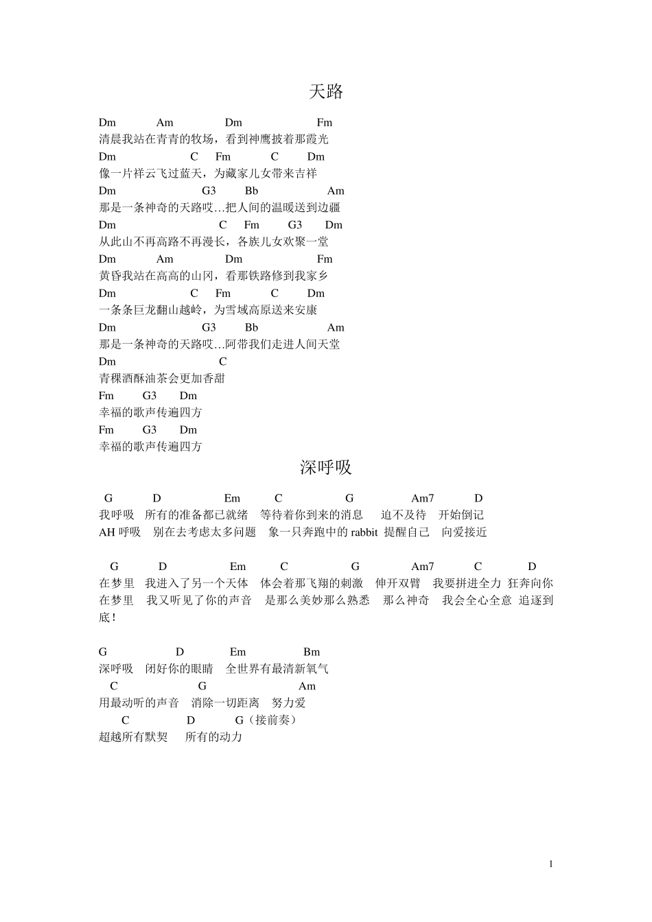 各种歌曲吉他谱_第1页