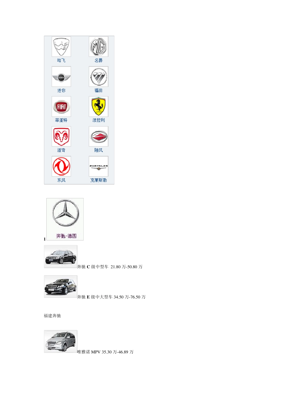 各种汽车品牌及报价_第3页