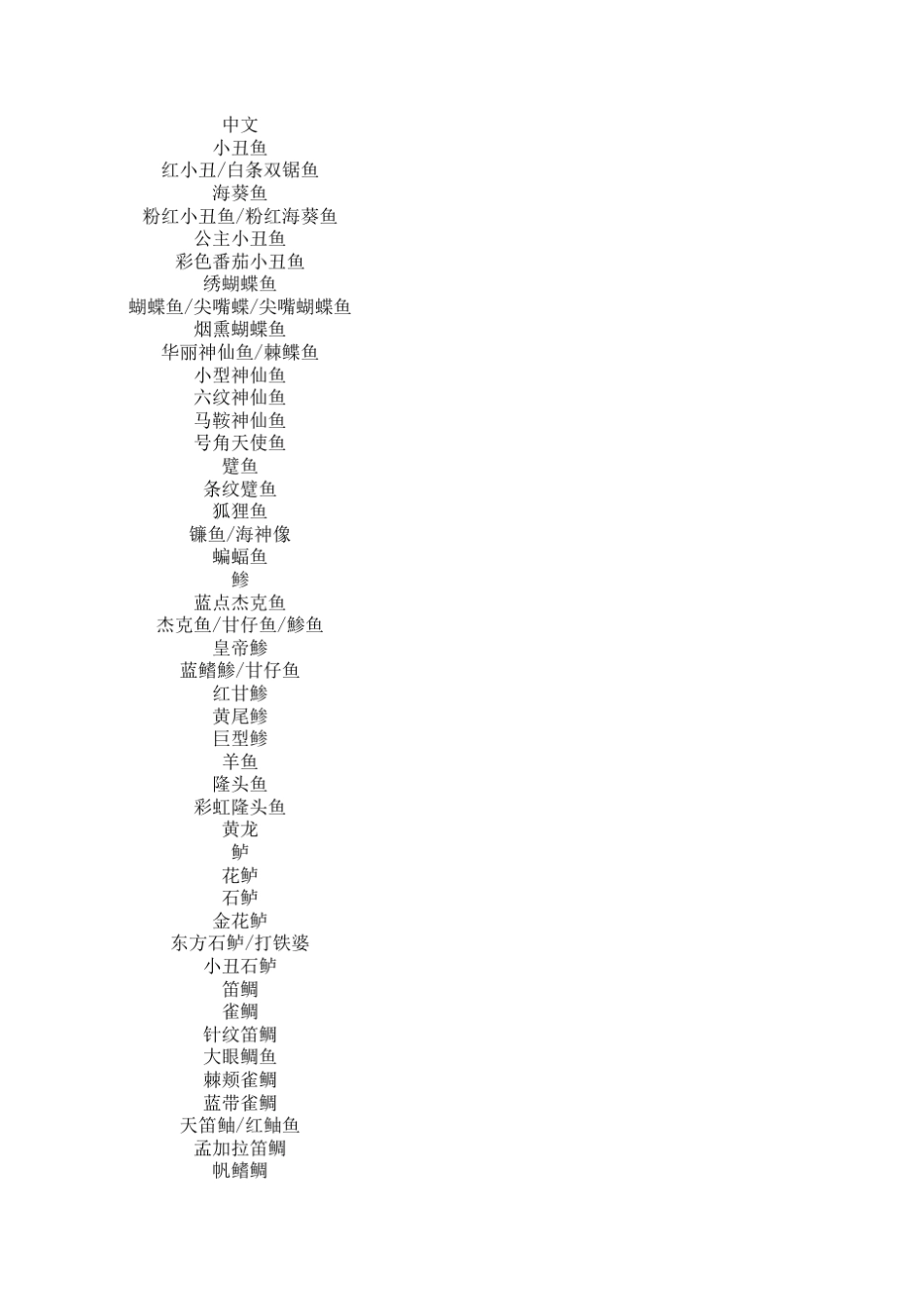 各种海洋的鱼名_第1页
