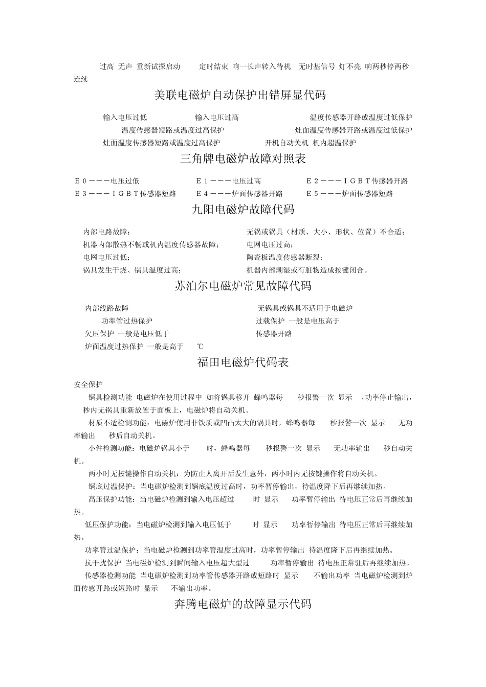各种电磁炉故障代码表总汇_第3页