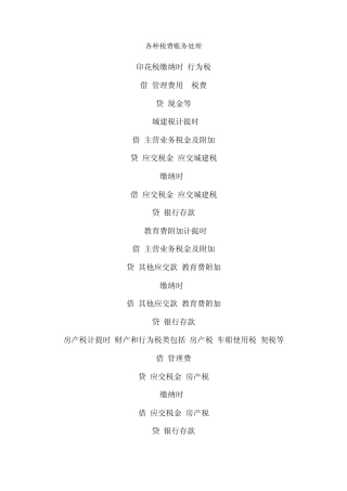 各种税费账务处理
