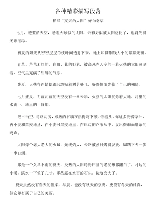 各种精彩描写段落