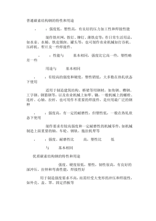 各种结构钢的用途