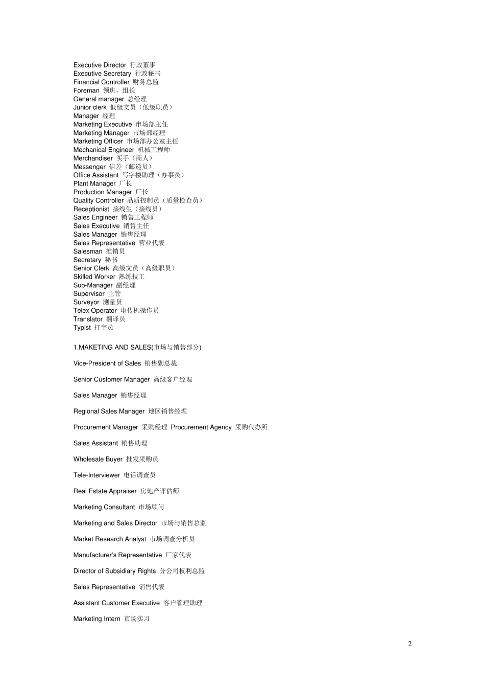 各种职位的英文翻译_第2页