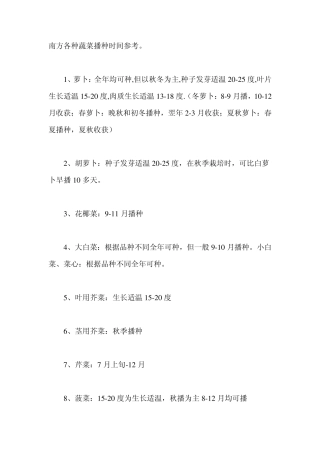 各种蔬菜的具体播种时间表