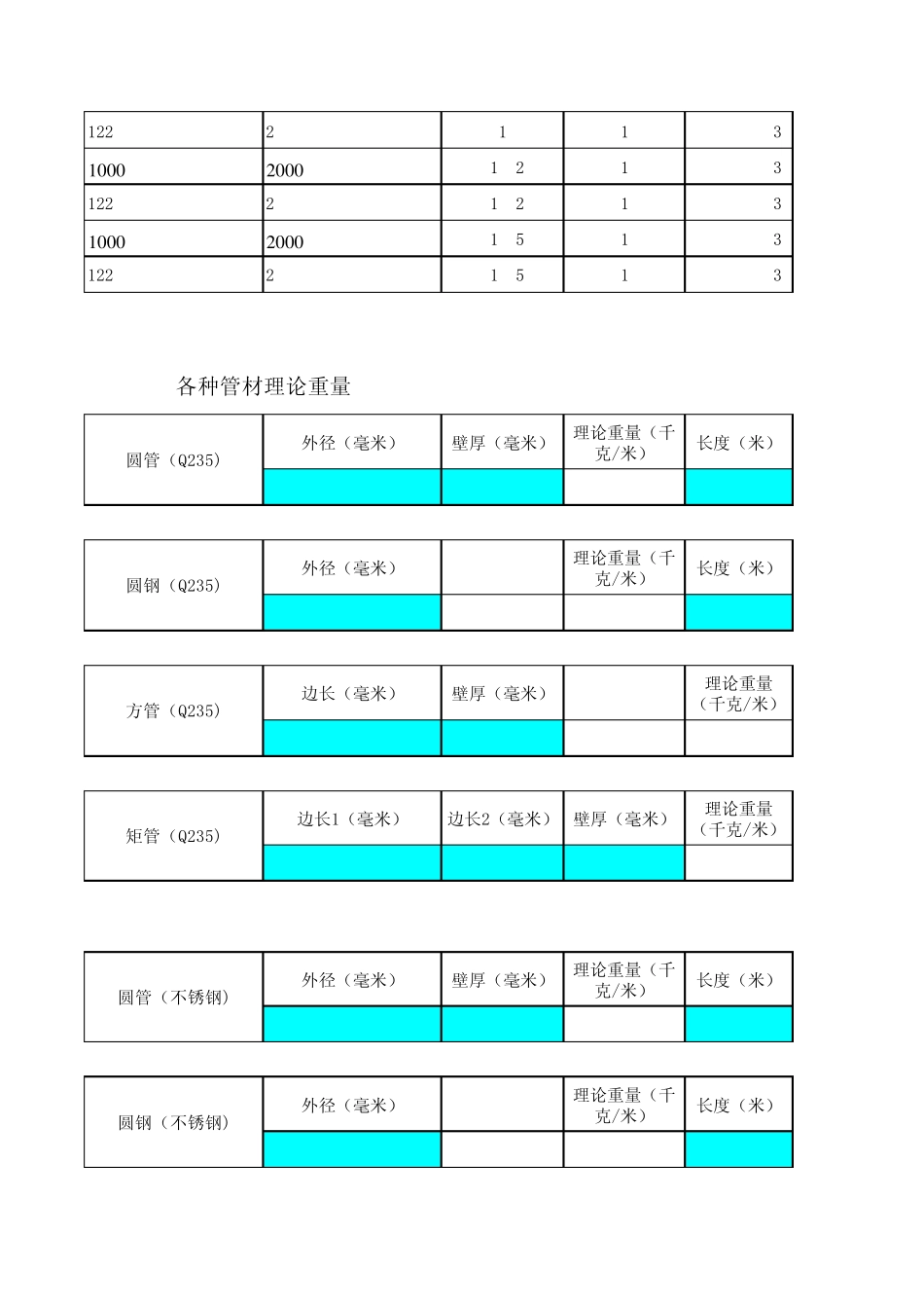 各种规格板材、管材理论重量、面积计算公式_第2页