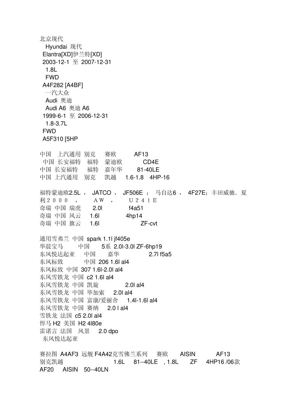 各种车型变速器_第1页