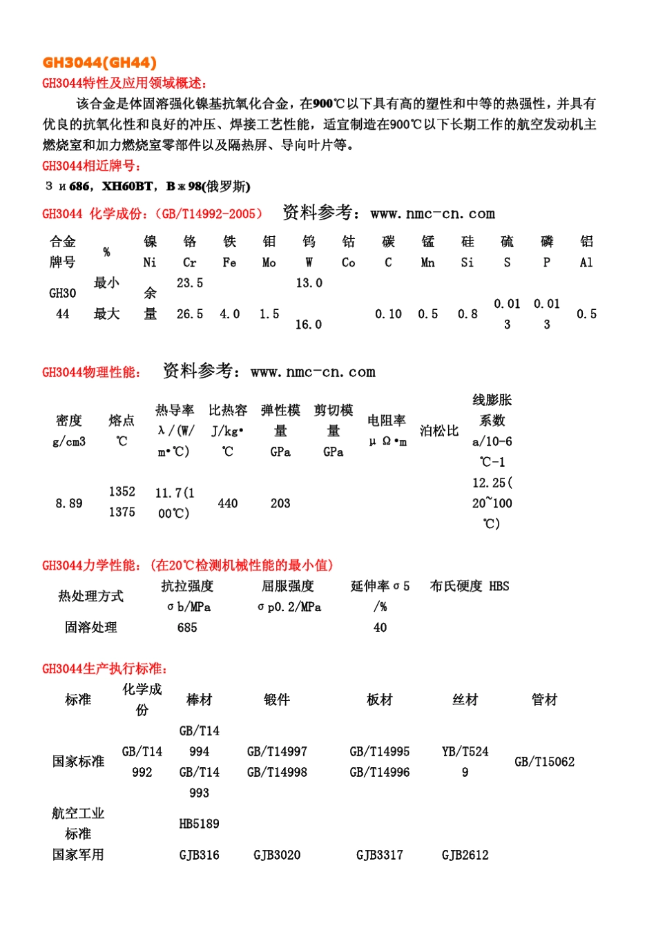 各种高温合金特性的介绍_第1页