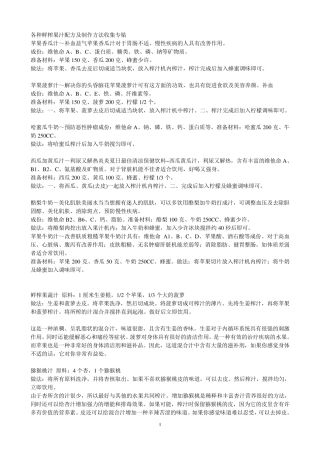 各种鲜榨果汁配方及制作方法