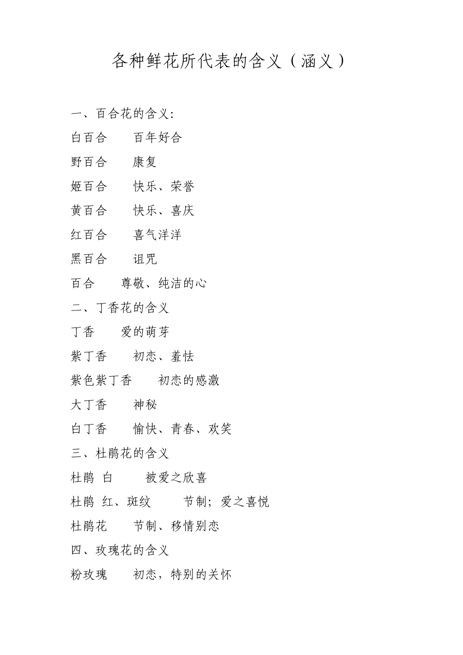 各种鲜花所代表的含义_第1页