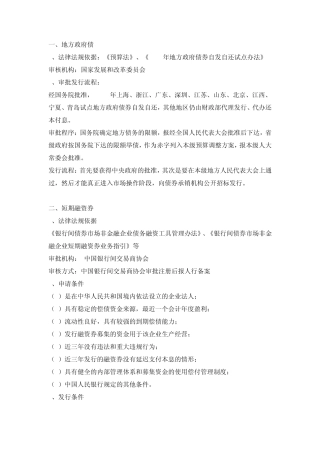 各类债券发行条件