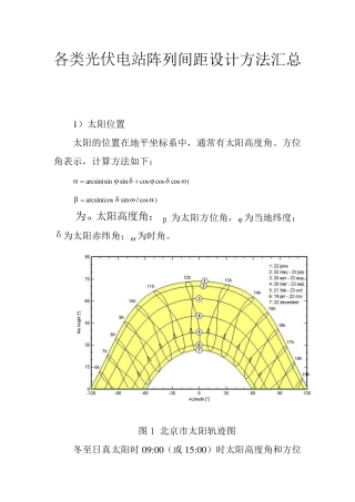 各类光伏电站光伏阵列间距设计方法汇总