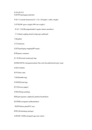 各类包装术语