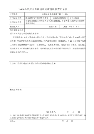各类安全专项活动实施情况检查记录表