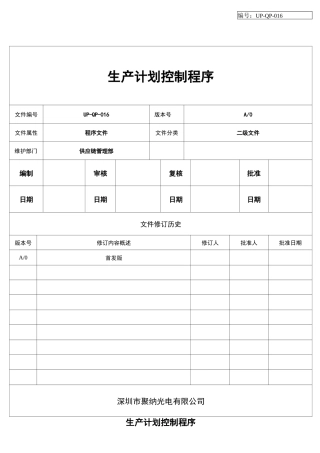 生产计划控制程序