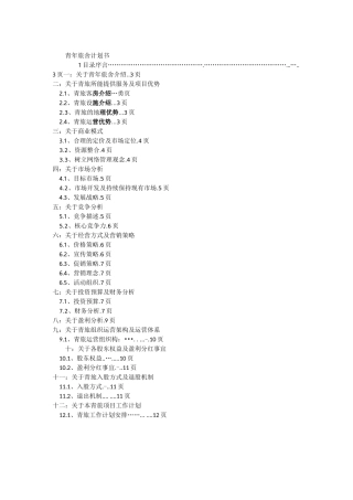 青年旅舍计划书