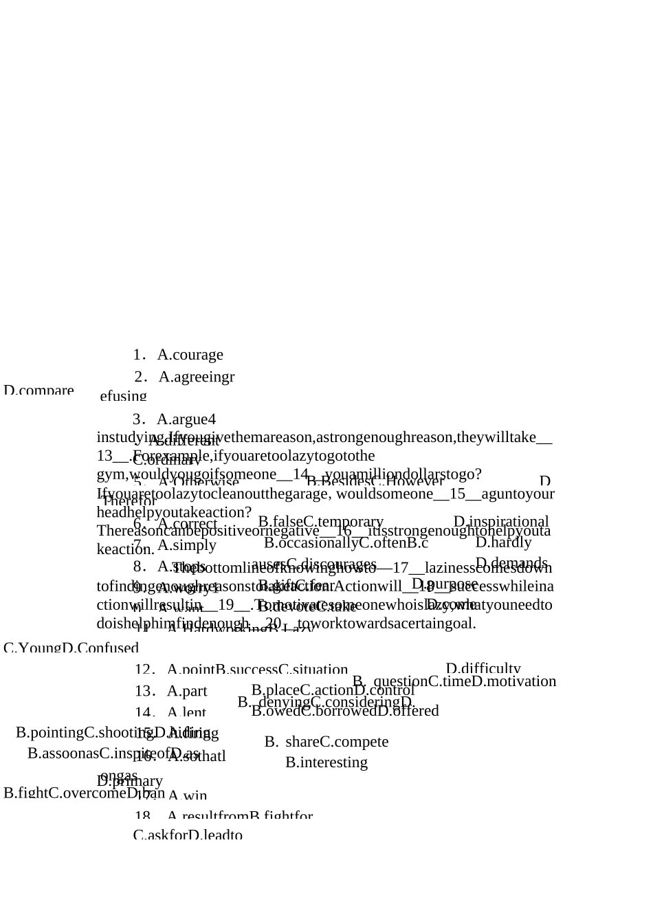 高考英语完形填空名校题目锦集专练含答案_第3页