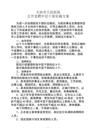 人民医院三定方案