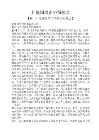 赴德国培训心得体会