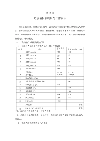 医院危急值报告制度及流程图三级医院评审完整版