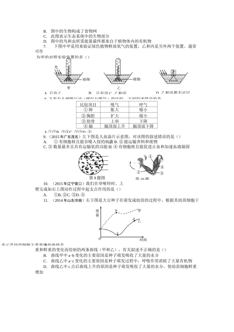 中考生物特色专题_第2页