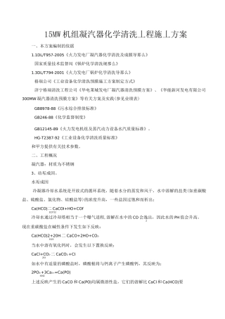 凝汽器化学清洗工程施工方案